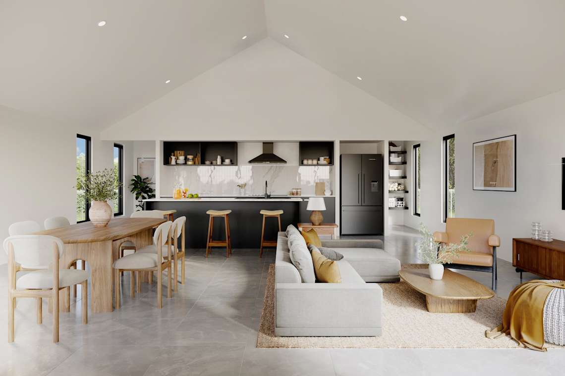 Barn House 24 Home Design - Kitchen/Living/Dining
