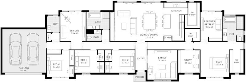 Sanford 33 single storey floor plan