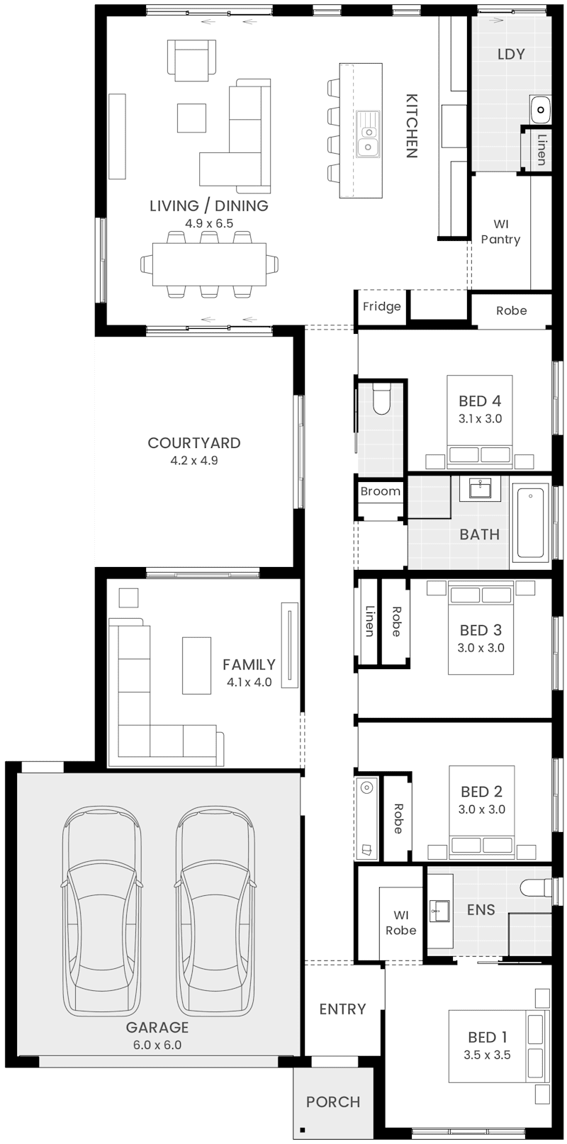 Bellbrae 24 single storey floor plan