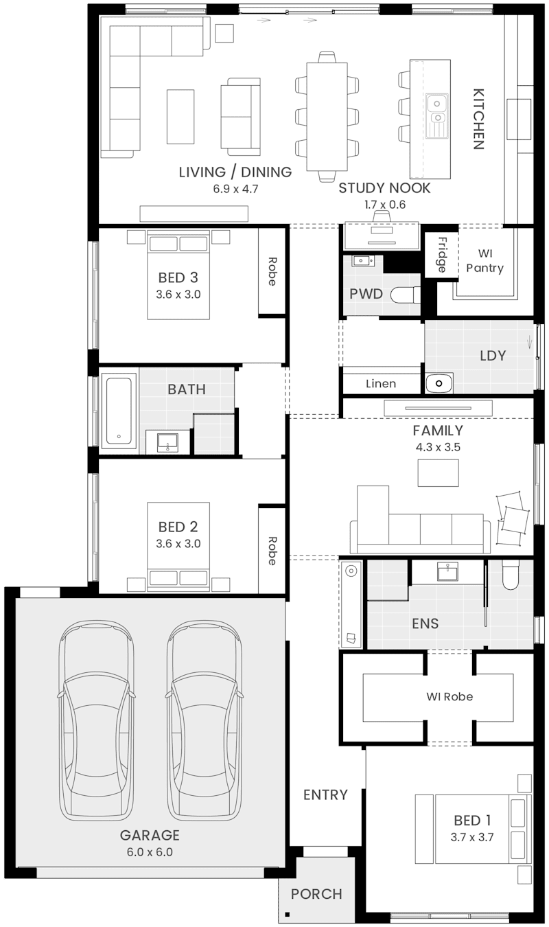 Whitehaven 23 single storey floor plan