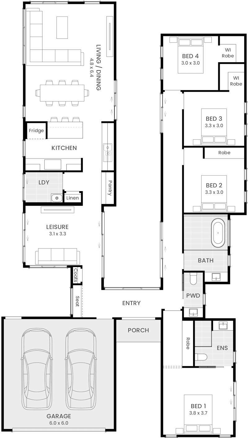 Barn House H23 single storey floor plan