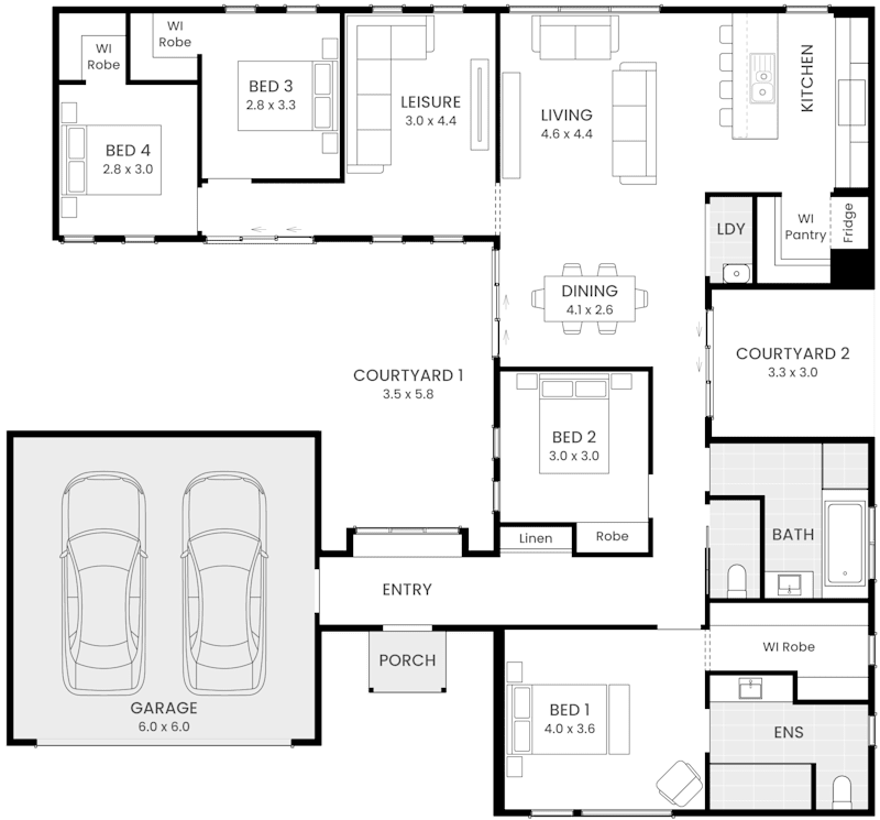 Barn House H21 single storey floor plan