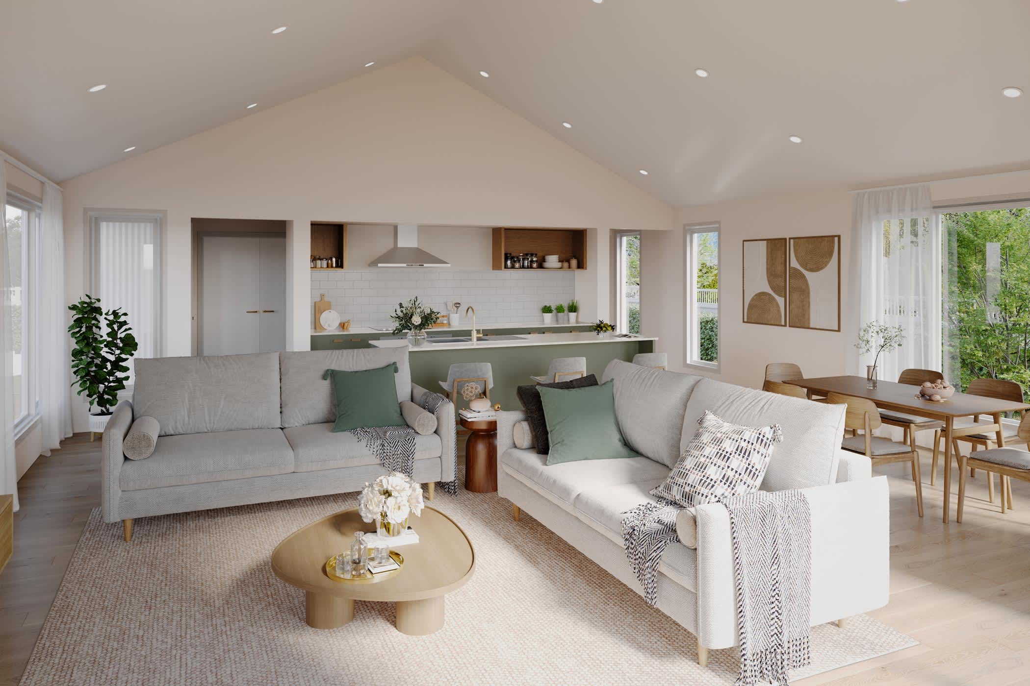 Barn House Range - Living/Dining/Kitchen - Barn Homes Tasmania