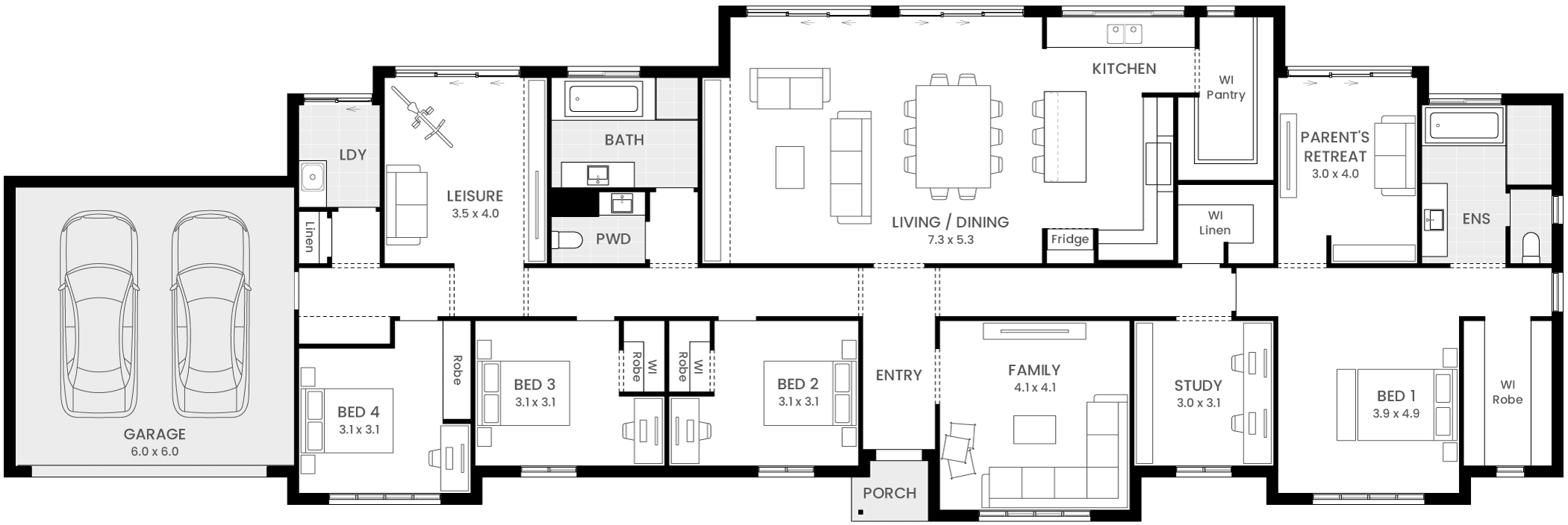 Sanford 33 single storey floor plan