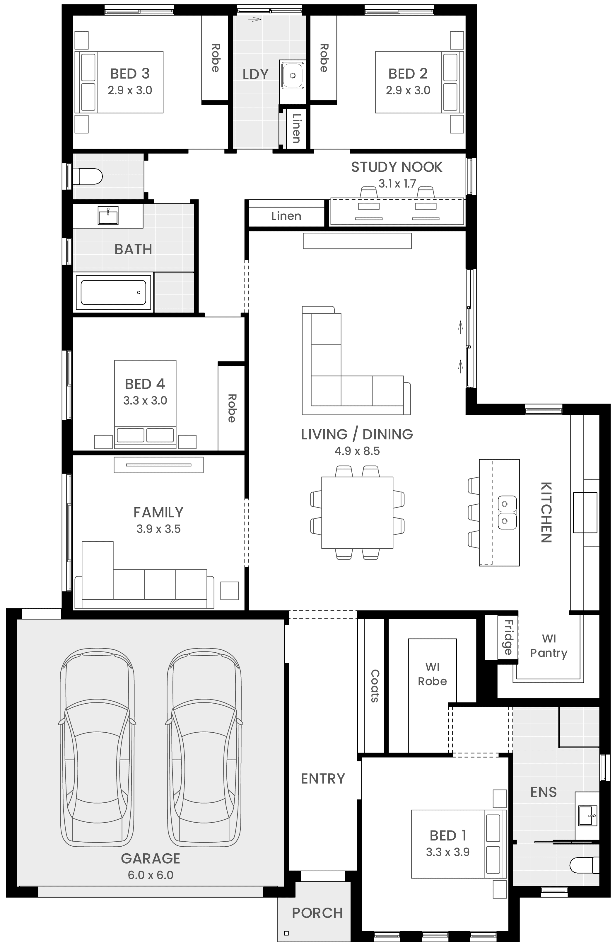 Belvedere 25 single storey floor plan