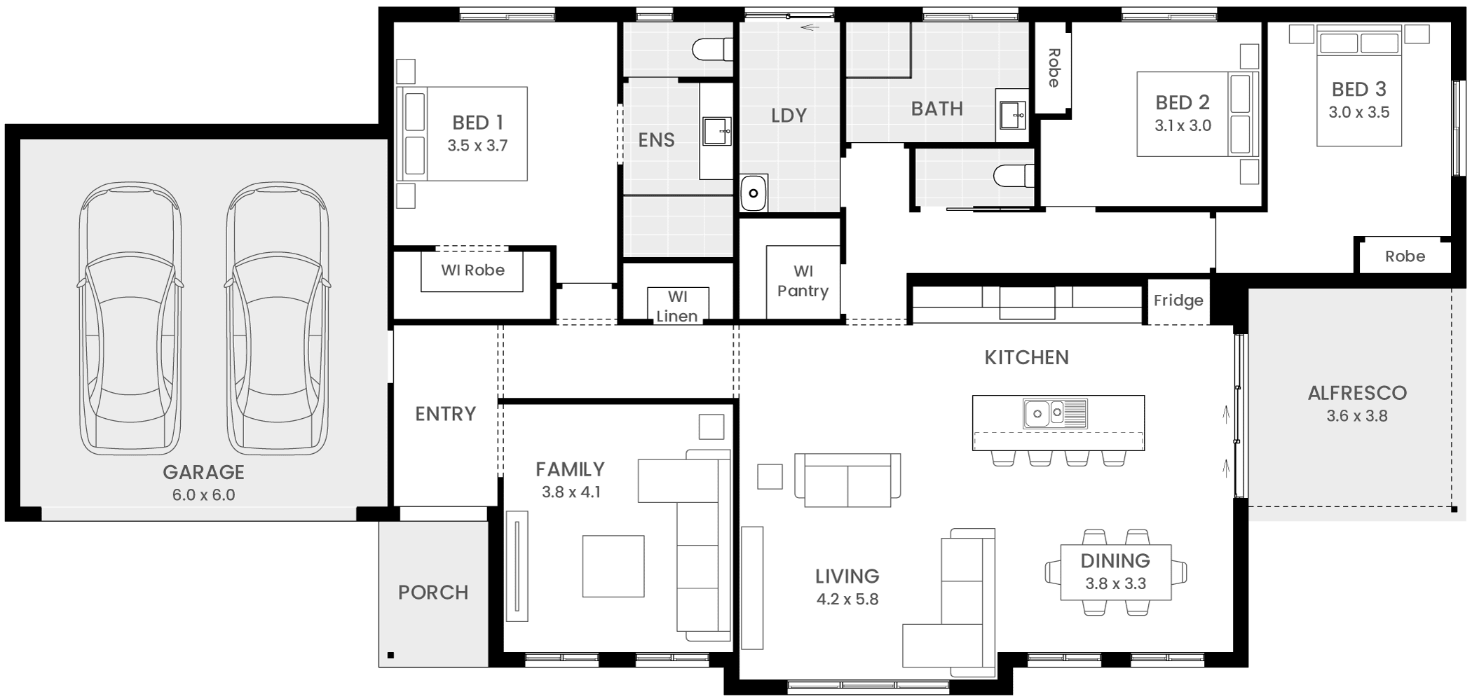 Barcelona 24 single storey floor plan