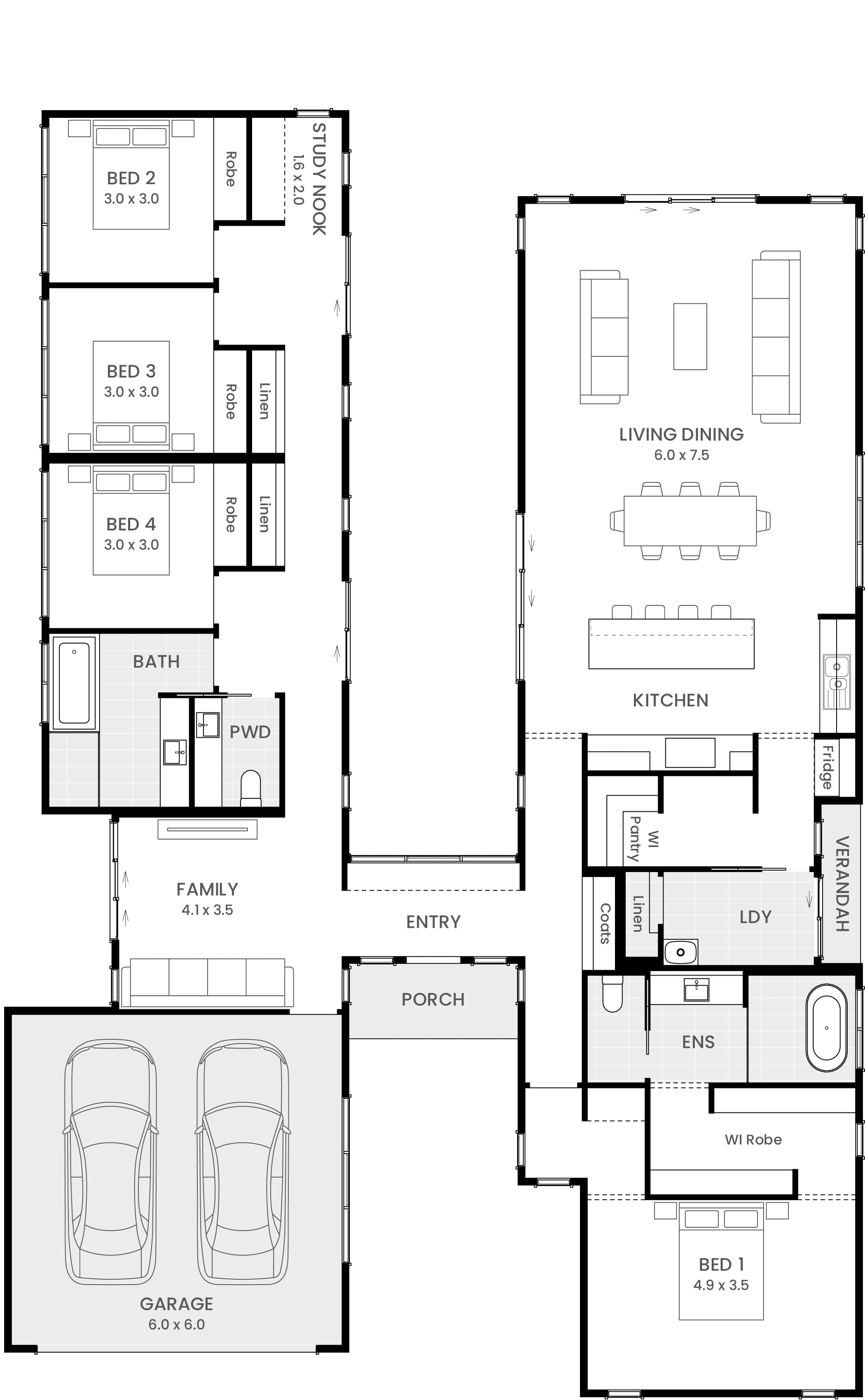 Barn House 28 single storey floor plan