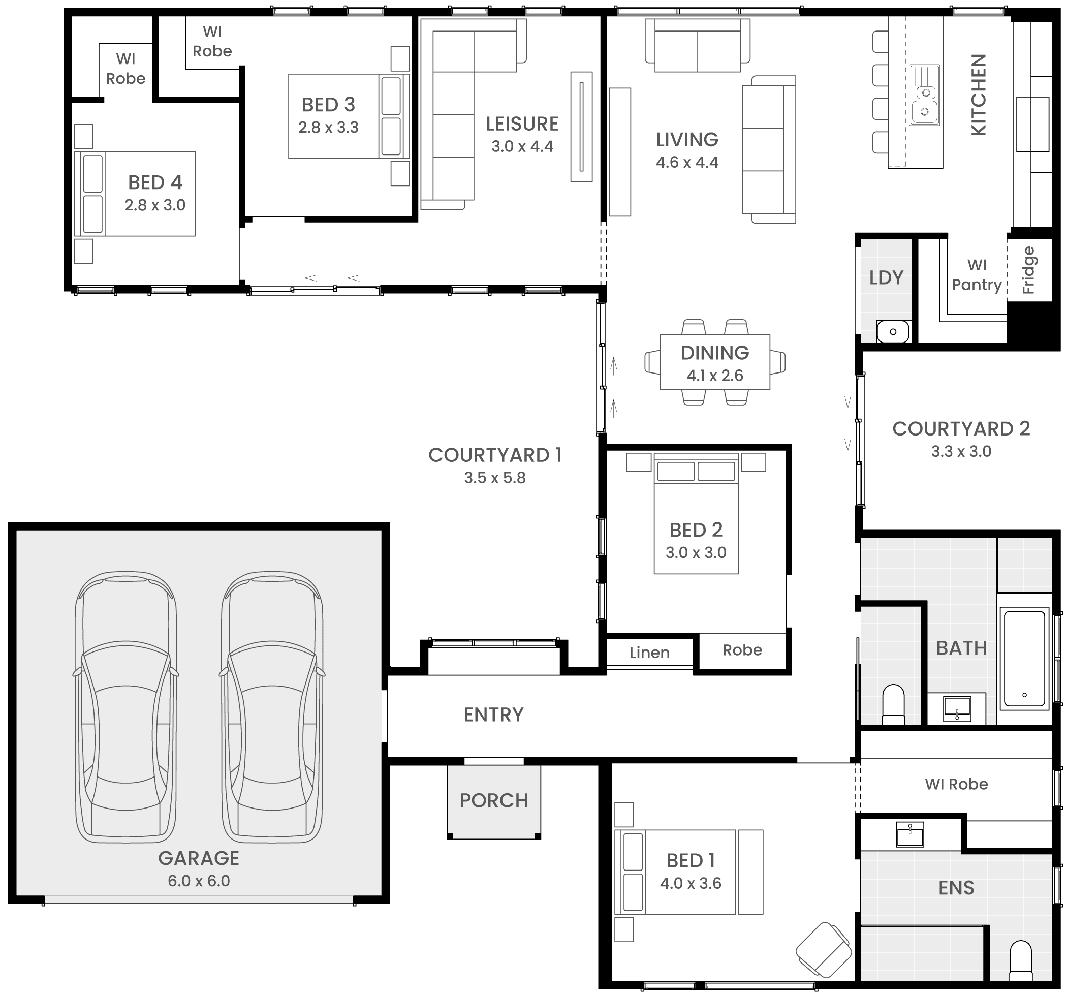 Barn House H21 single storey floor plan